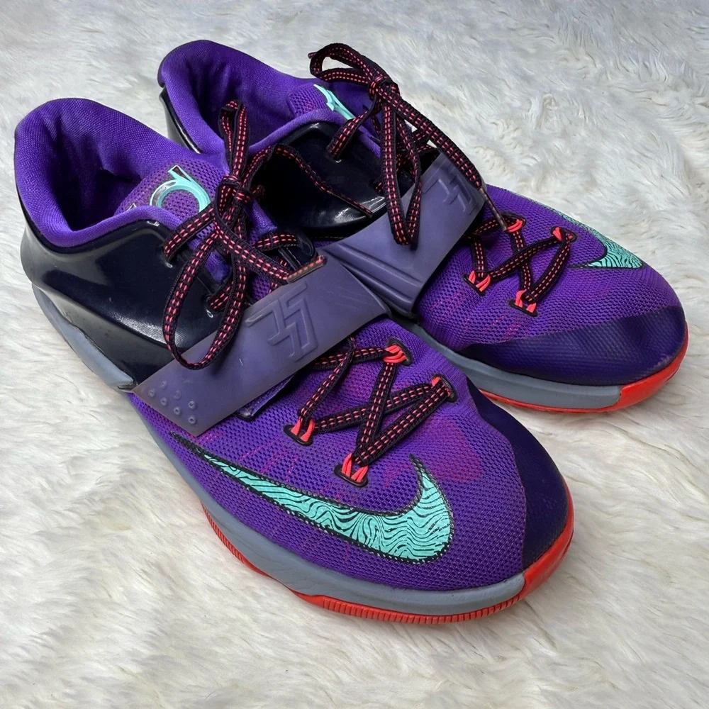 Nike KD 7 Lightning 534 Flight Sneakers Purple Youth Boys Size 7Y Athletic Kevin